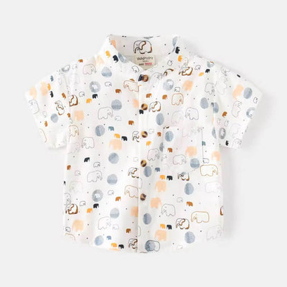 baby boy’s elephant print cotton shirt