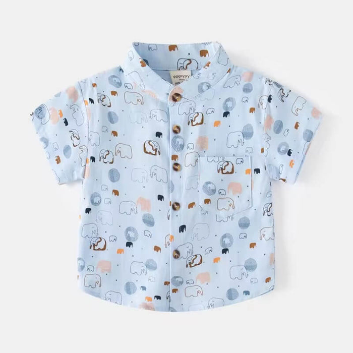 elephant printed soft cotton casual shirt