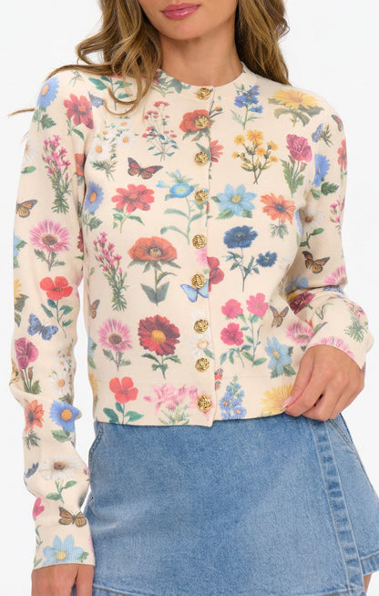 Cafe Cardigan ~ French Floral Knit