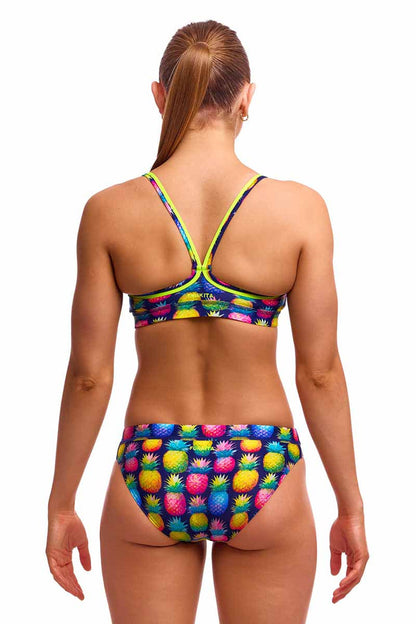 Funkita Ladies Pine Gap sports top in multi, a colorful bikini or tankini top with a sporty design and vibrant pattern.
