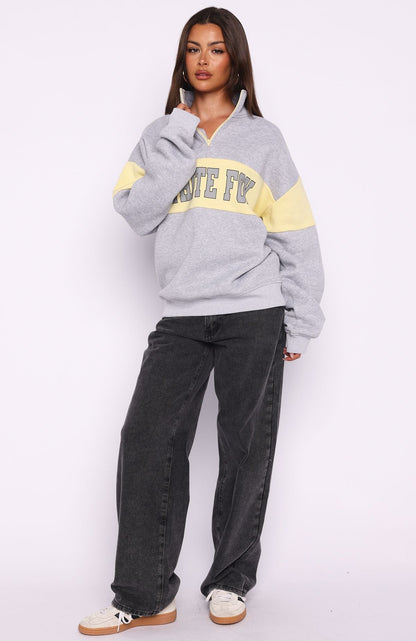 Show Yourself Zip Front Sweater Dark Grey Marle