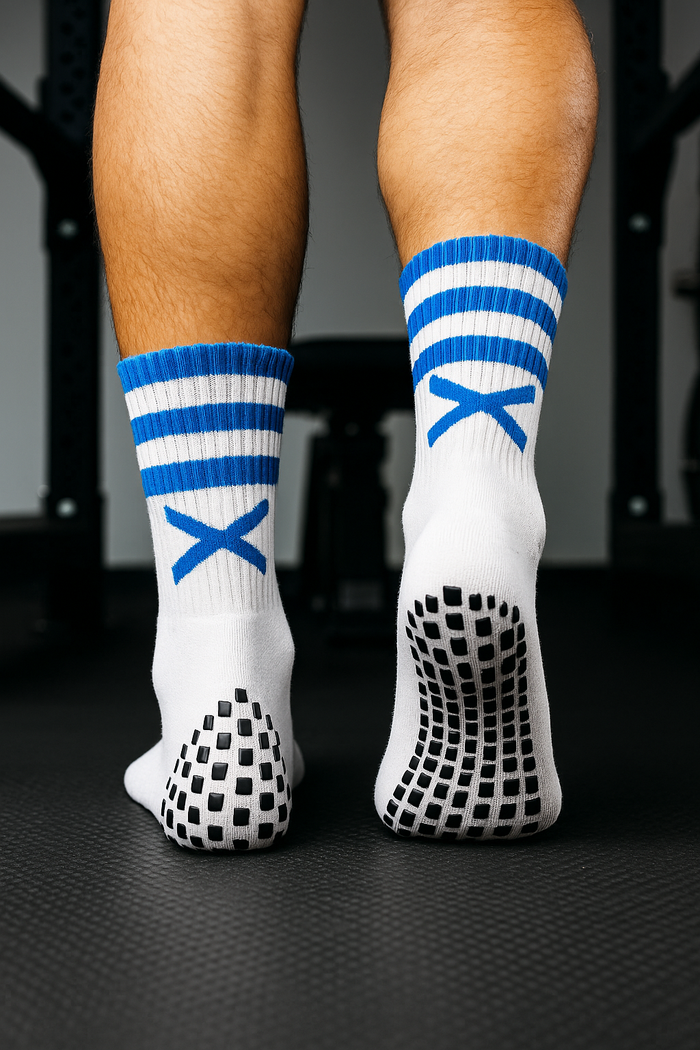GAA Grip Socks | X Pro Midi Sports Socks | Blue & White | Lar Corbett Sports