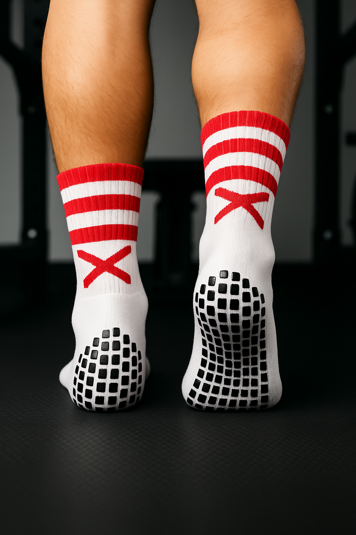 GAA Grip Socks | X Pro Midi Sports Socks | Red & White | Lar Corbett Sports