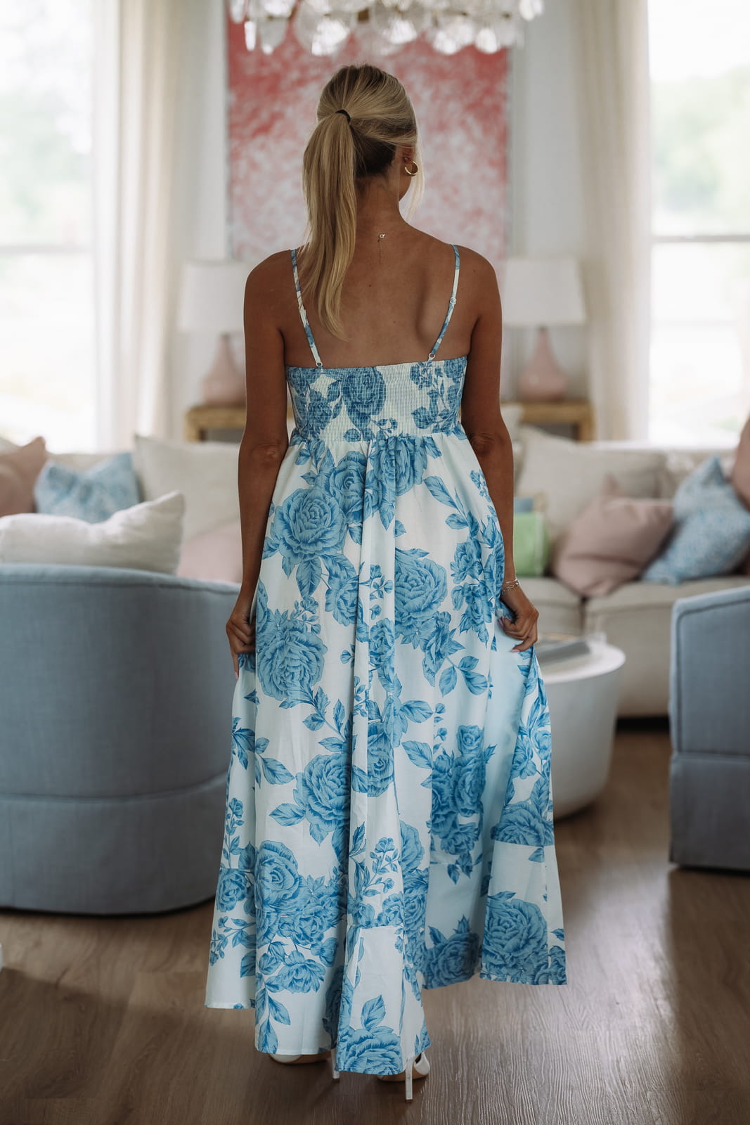 Peony Perfection Maxi Dress - Blue
