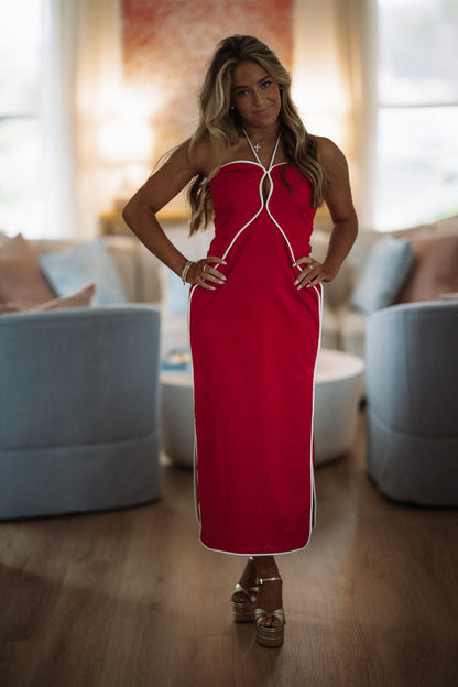 Outline Muse Midi Dress - Red