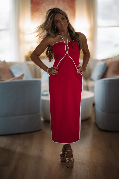Outline Muse Midi Dress - Red