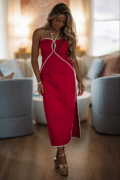 Outline Muse Midi Dress - Red
