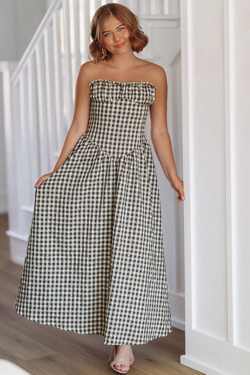 Bennett Maxi Dress - Navy Blue and Taupe