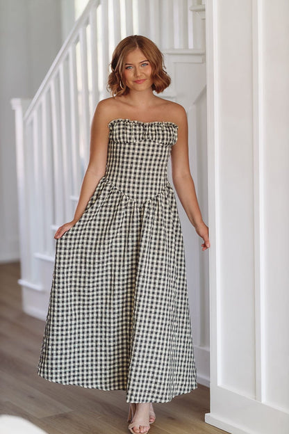 Bennett Maxi Dress - Navy Blue and Taupe