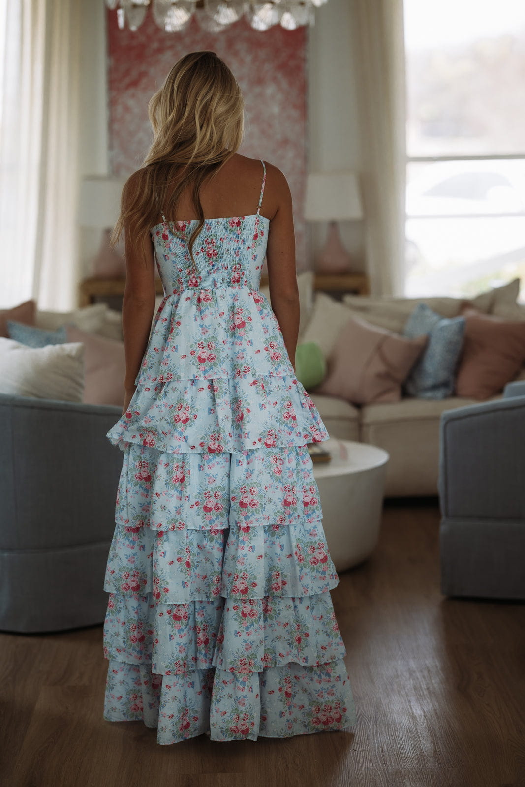 Charlotte Maxi Dress by Amy Jane London - Light Blue, Pink and Red