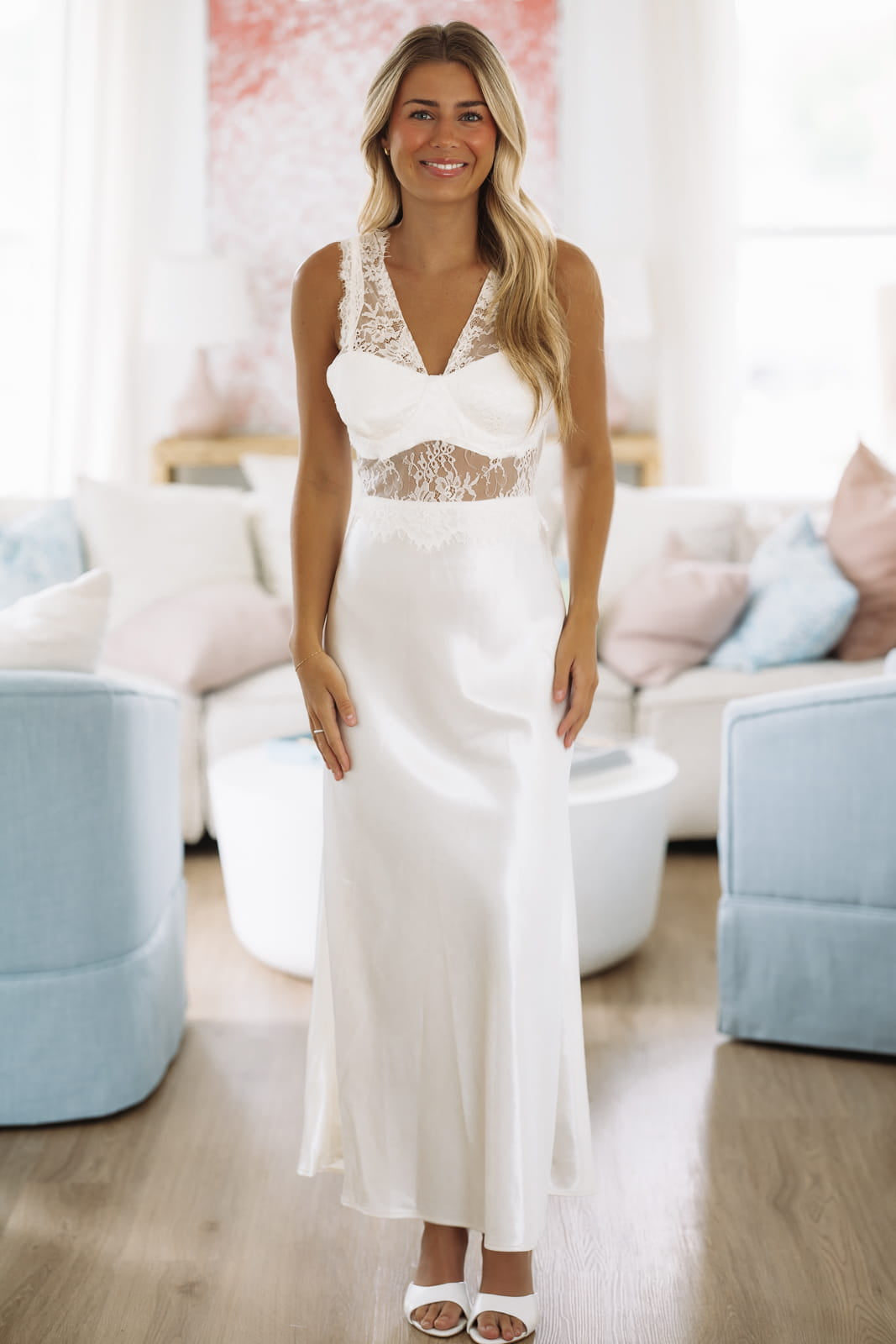 Ivory Bloom  Lace Maxi Dress - Ivory
