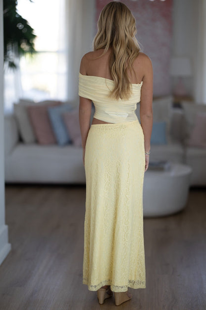 Magical Moments Lace Maxi Dress - Butter Yellow