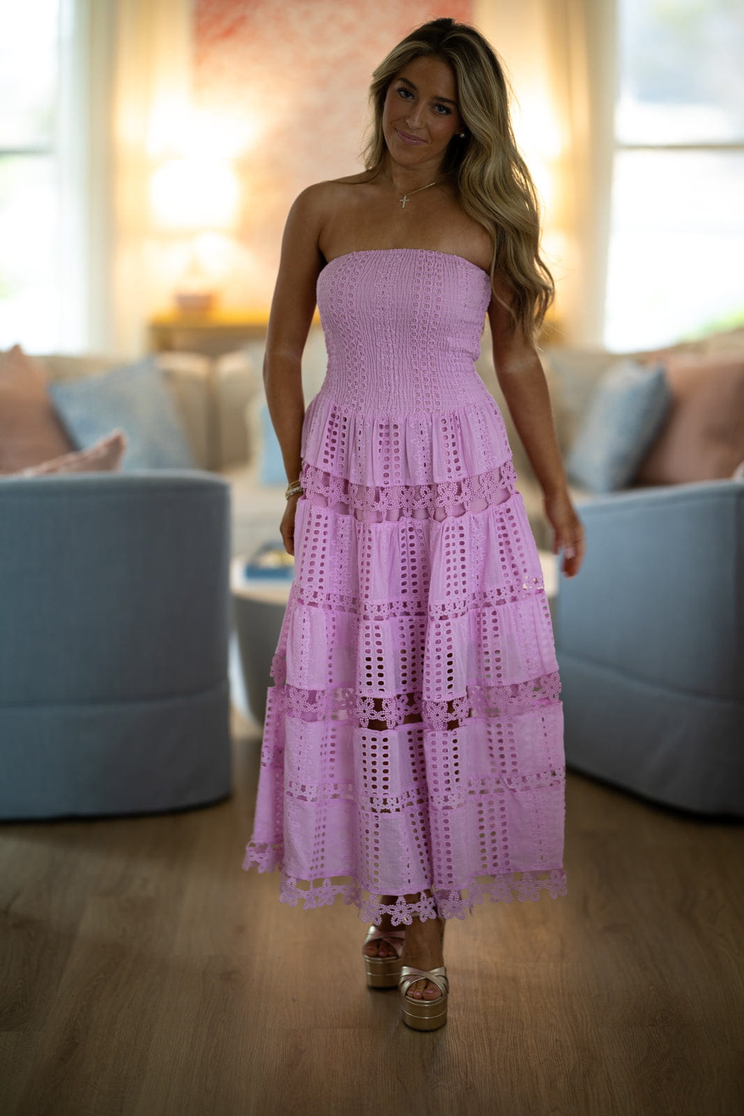 Early Evening Midi Dress - Lavender Pink