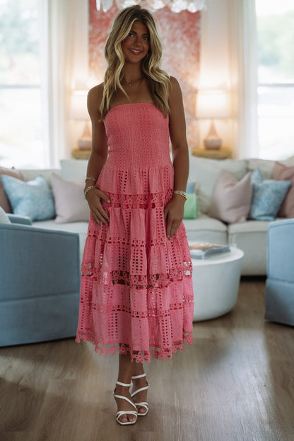 Early Evening Midi Dress - Light Coral