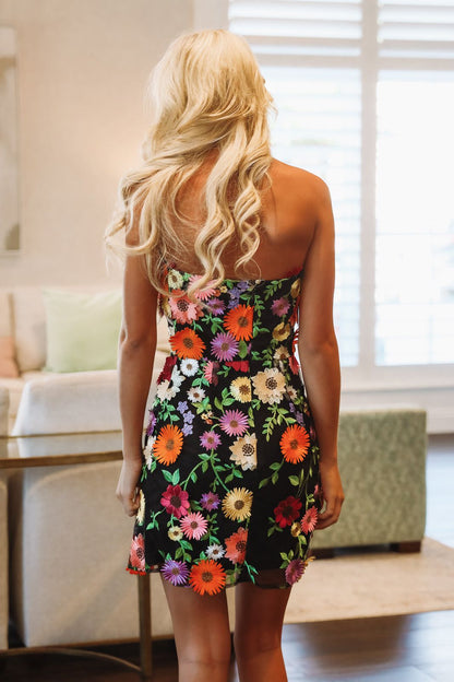 Garden After Dark Mini Dress - Black