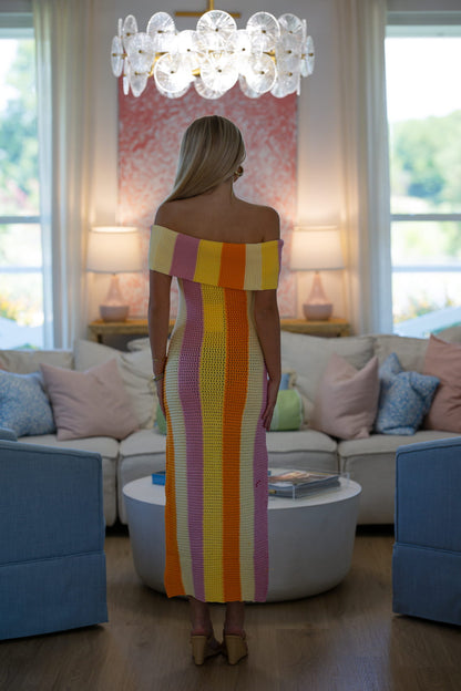 Citrus Sunrise Midi Dress - Yellow, Orange and Lavender