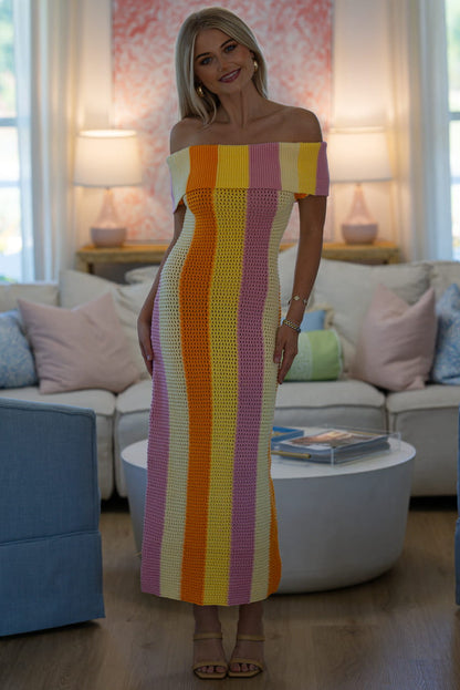 Citrus Sunrise Midi Dress - Yellow, Orange and Lavender