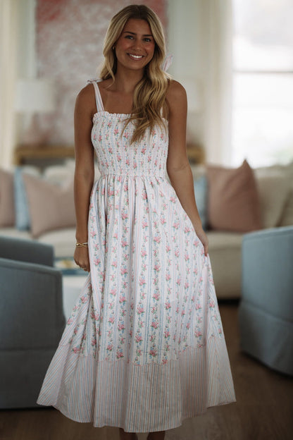 Perfect Situation Midi Dress - Pink and Blue