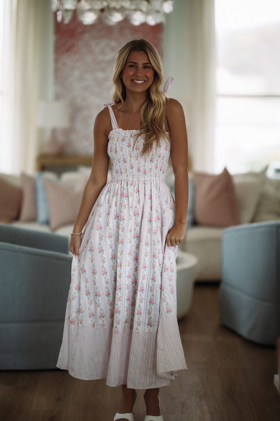Perfect Situation Midi Dress - Pink and Blue