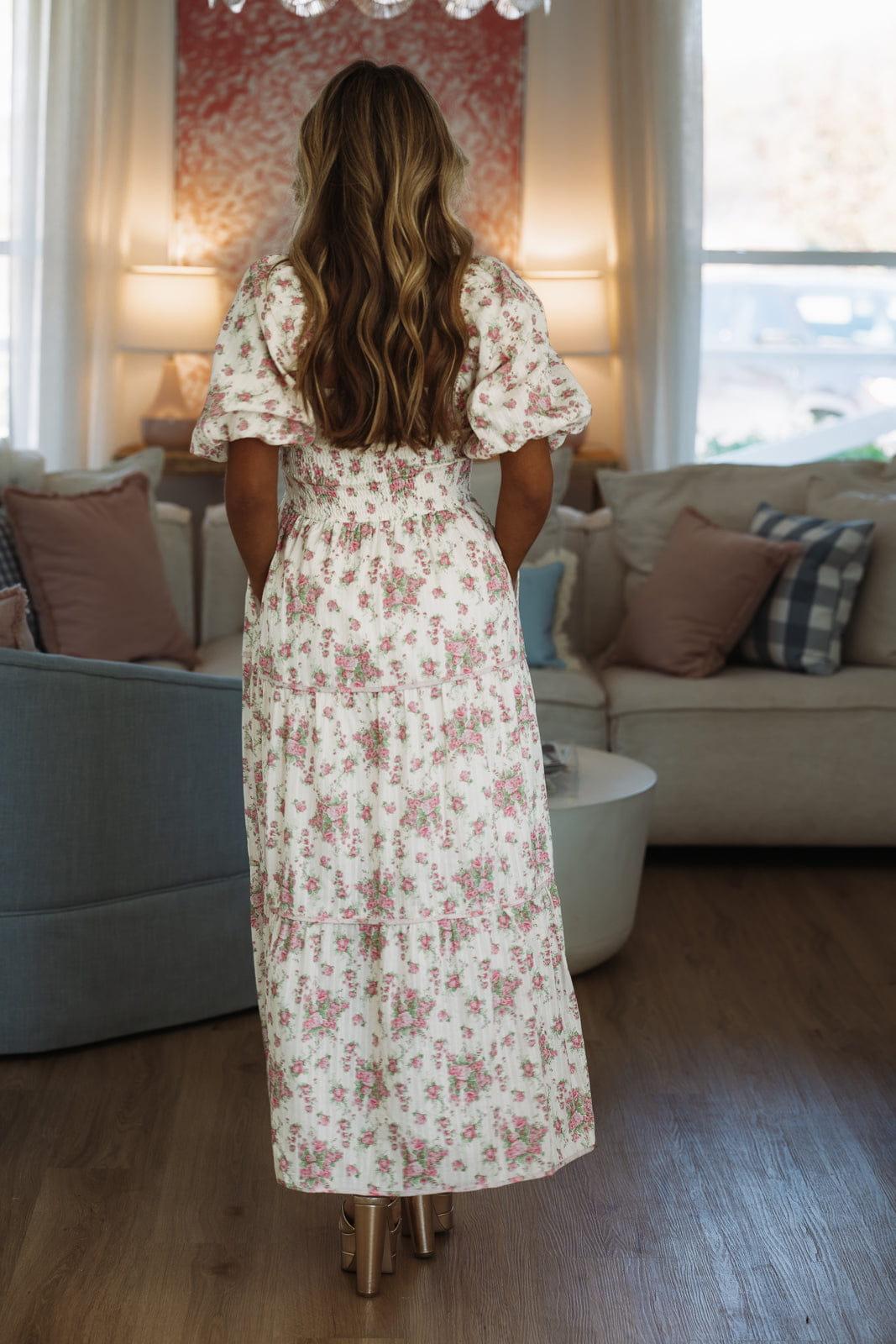 Magnolia Lane Maxi Dress - White and Pink