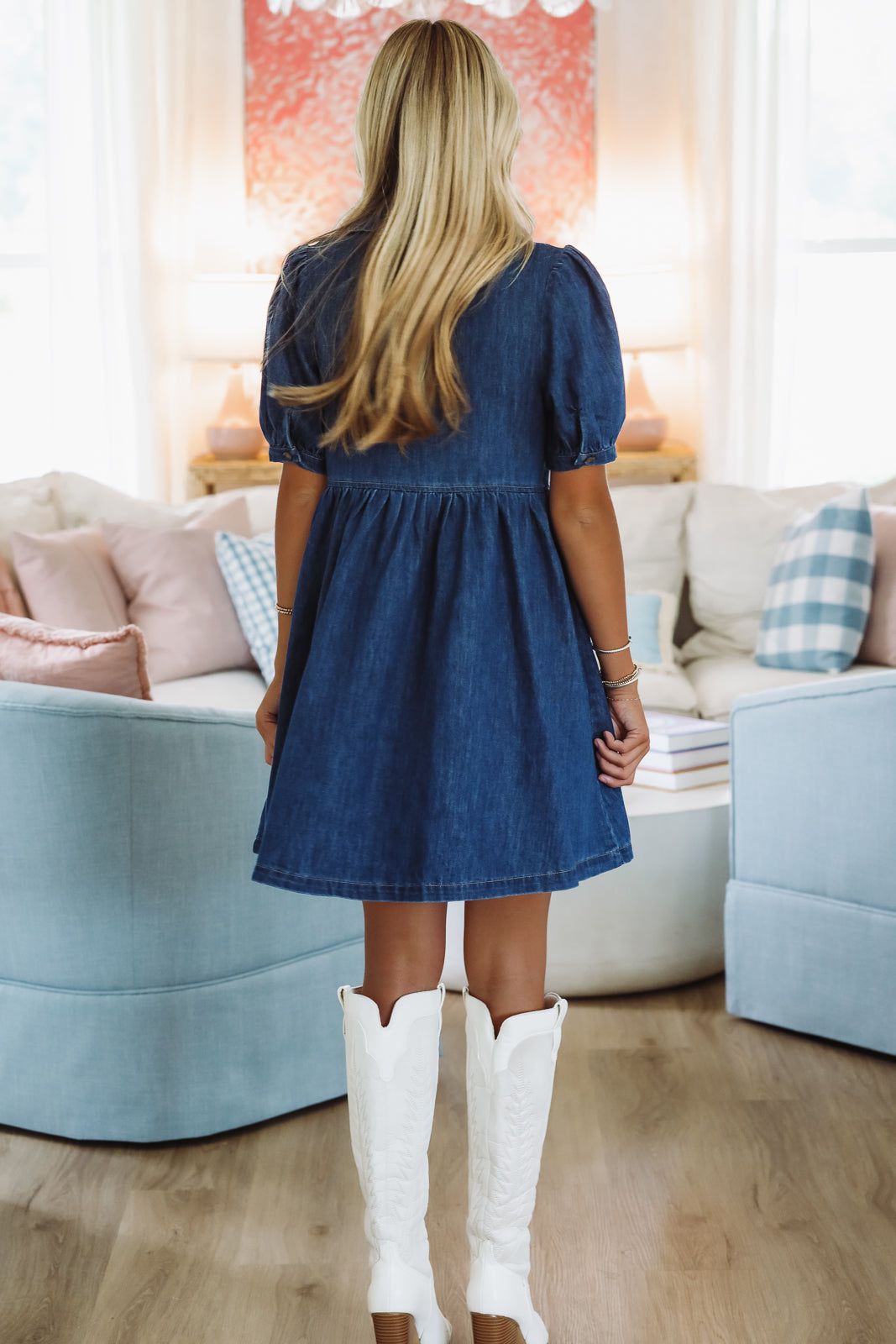 Headed to the Ryman Mini Dress - Indigo Denim