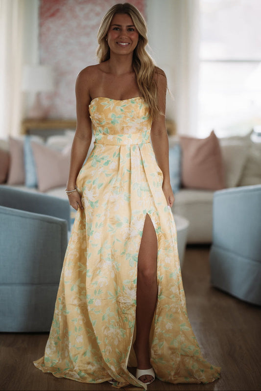 Honeyveil Maxi Dress - Yellow, Green and White
