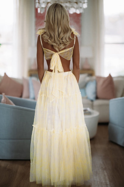 Unfolded Petals Maxi Dress - Yellow