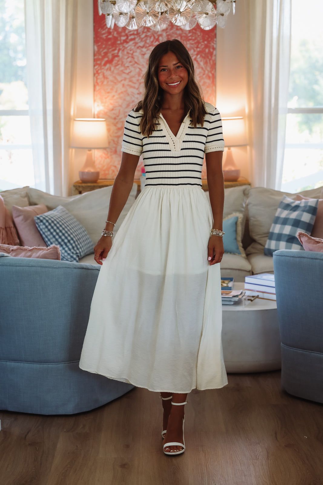 Boardwalk Stroll Midi Dress - Ivory