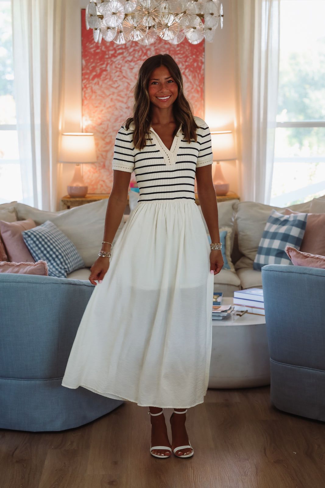 Boardwalk Stroll Midi Dress - Ivory