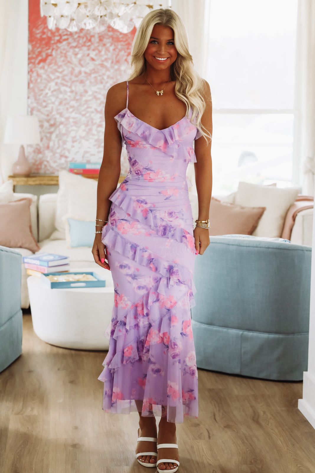 Petals in the Wind Maxi Dress - Lavender