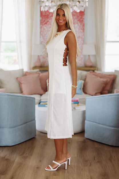 Polished Midi Dress - White (FINAL SALE)