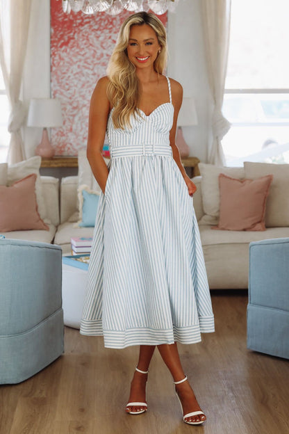 Polo Club Worthy Maxi Dress - Blue and White