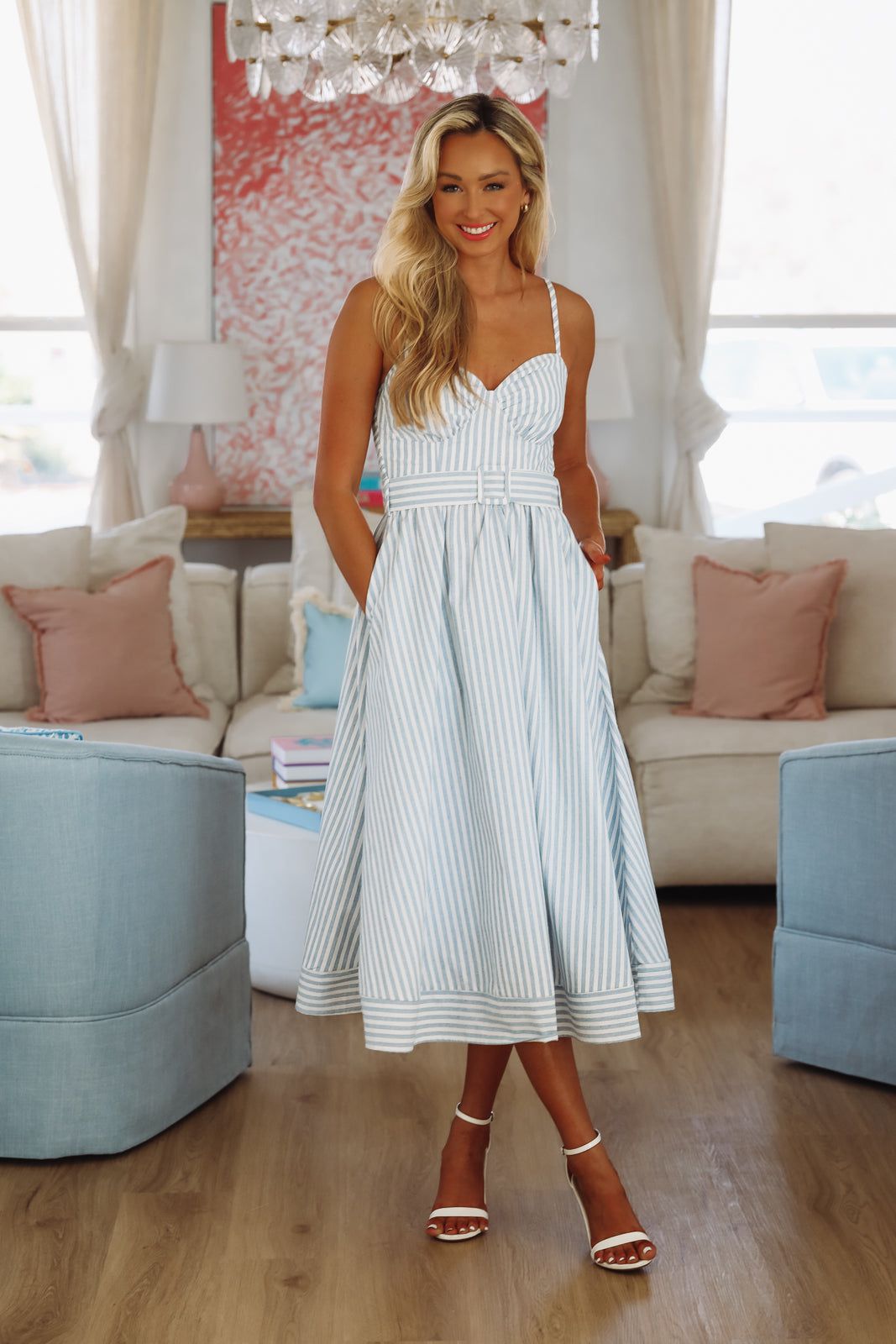 Polo Club Worthy Maxi Dress - Blue and White