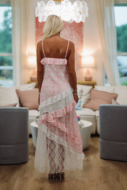 Lace Ever so Fancy Maxi Dress Gown - Pink