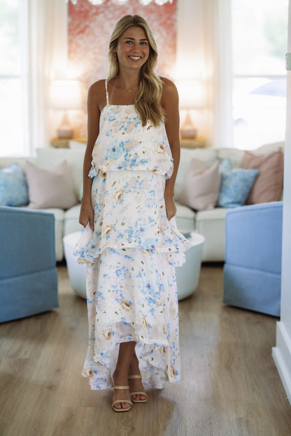 Delicate Blooms Maxi Dress - Yellow