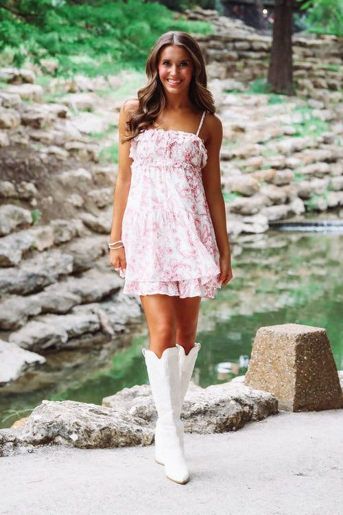 Heaven Sent Mini Dress - Maroon and White (FINAL SALE)