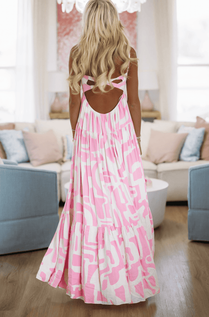 Caviar Dreams Print Maxi Dress - Pink and White