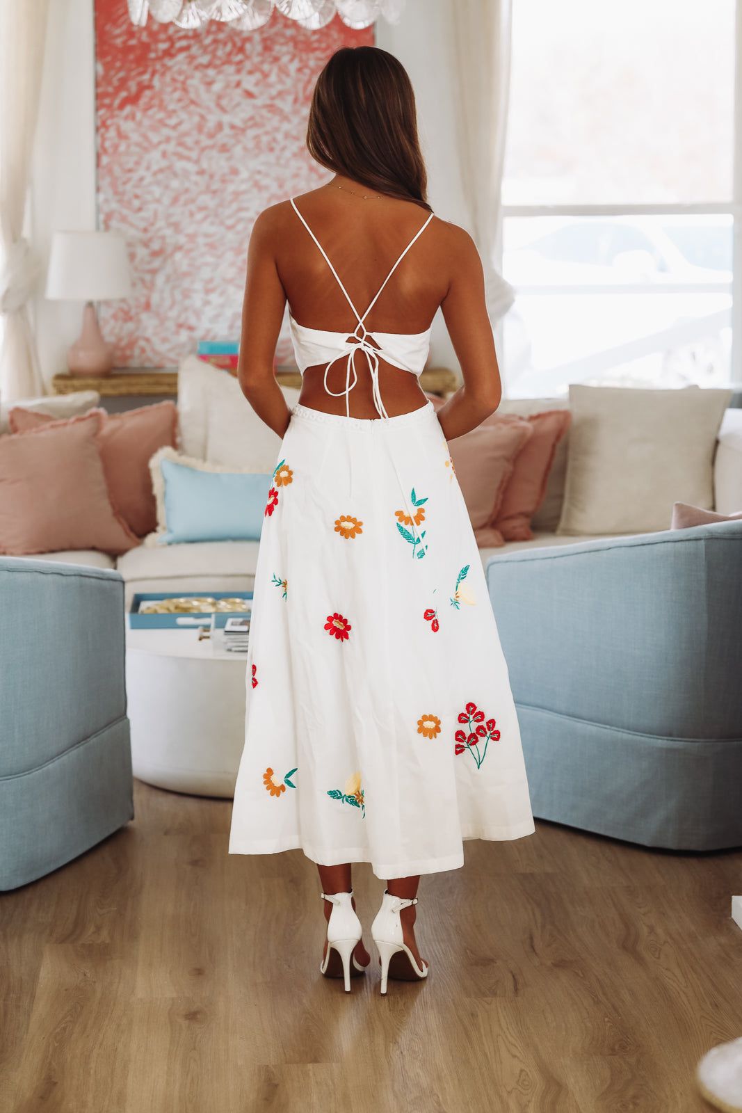 Tulip Tango Midi Dress - White (FINAL SALE)