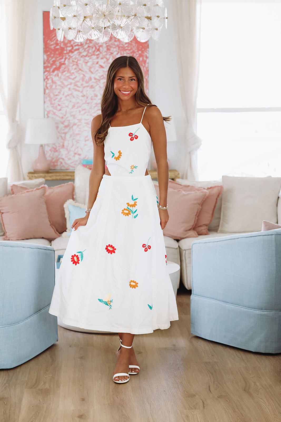 Tulip Tango Midi Dress - White (FINAL SALE)