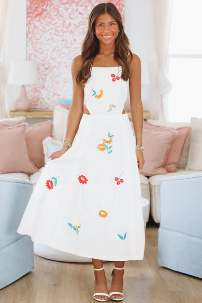 Tulip Tango Midi Dress - White (FINAL SALE)
