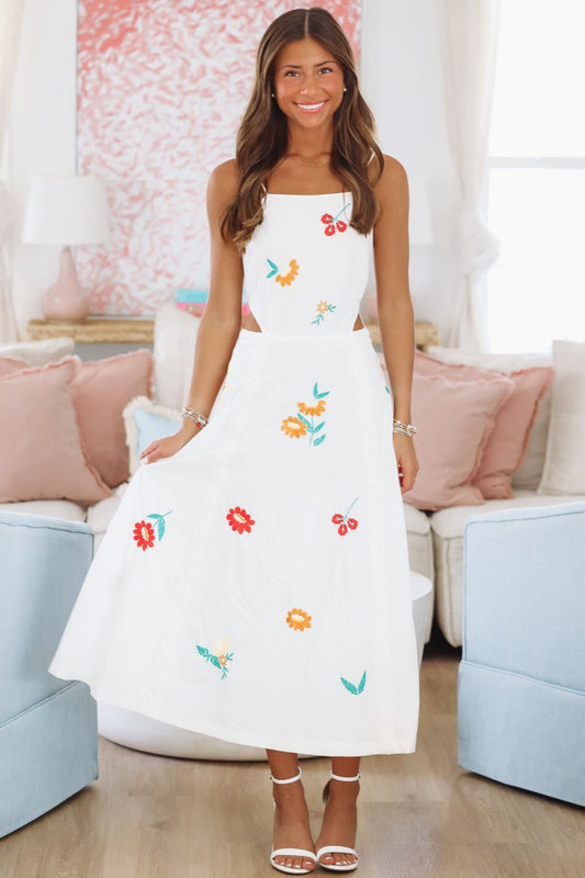 Tulip Tango Midi Dress - White (FINAL SALE)