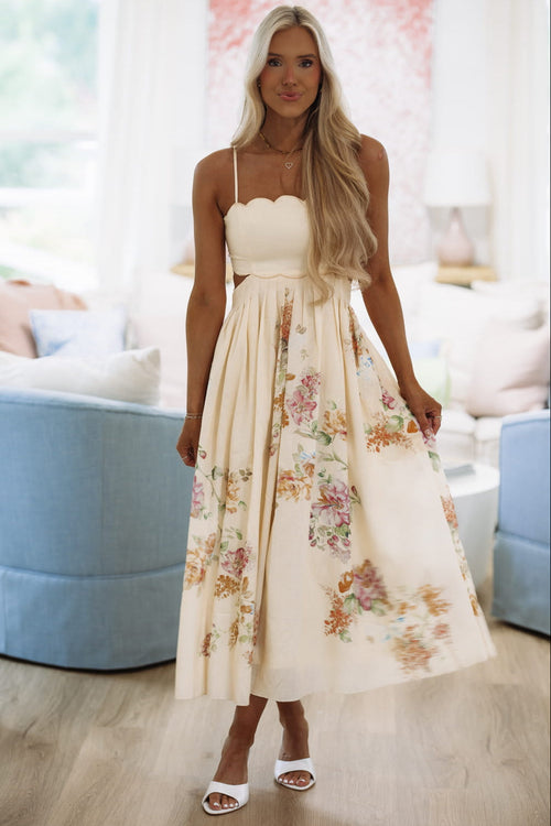 Honey Linen Maxi Dress - Light Yellow, Orange, Green and Purple