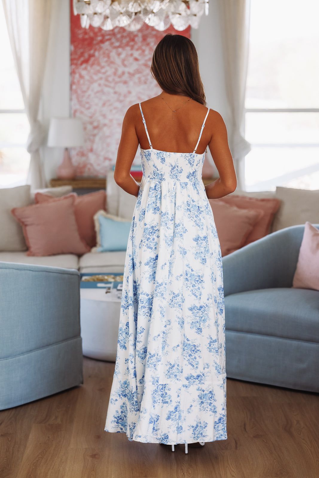 Weekend Bliss Maxi Dress - Blue and White