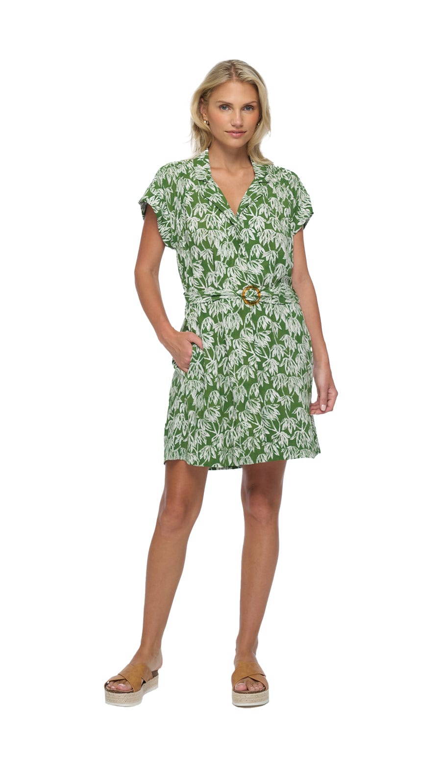 Aurora Collar Mini Dress - Canopy Green
