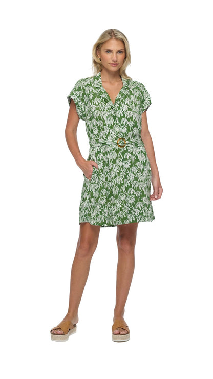 Aurora Collar Mini Dress - Canopy Green