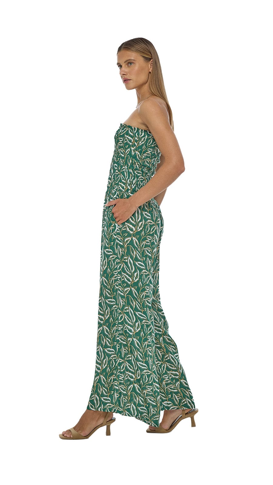 Smocked Top Lawai Jumpsuit - Lauris Green