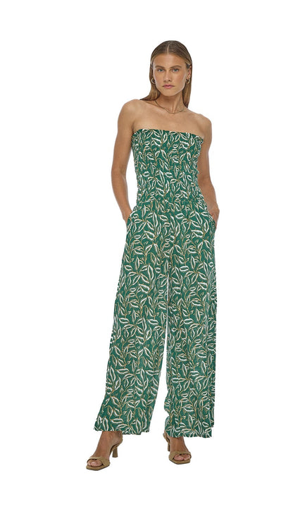Smocked Top Lawai Jumpsuit - Lauris Green