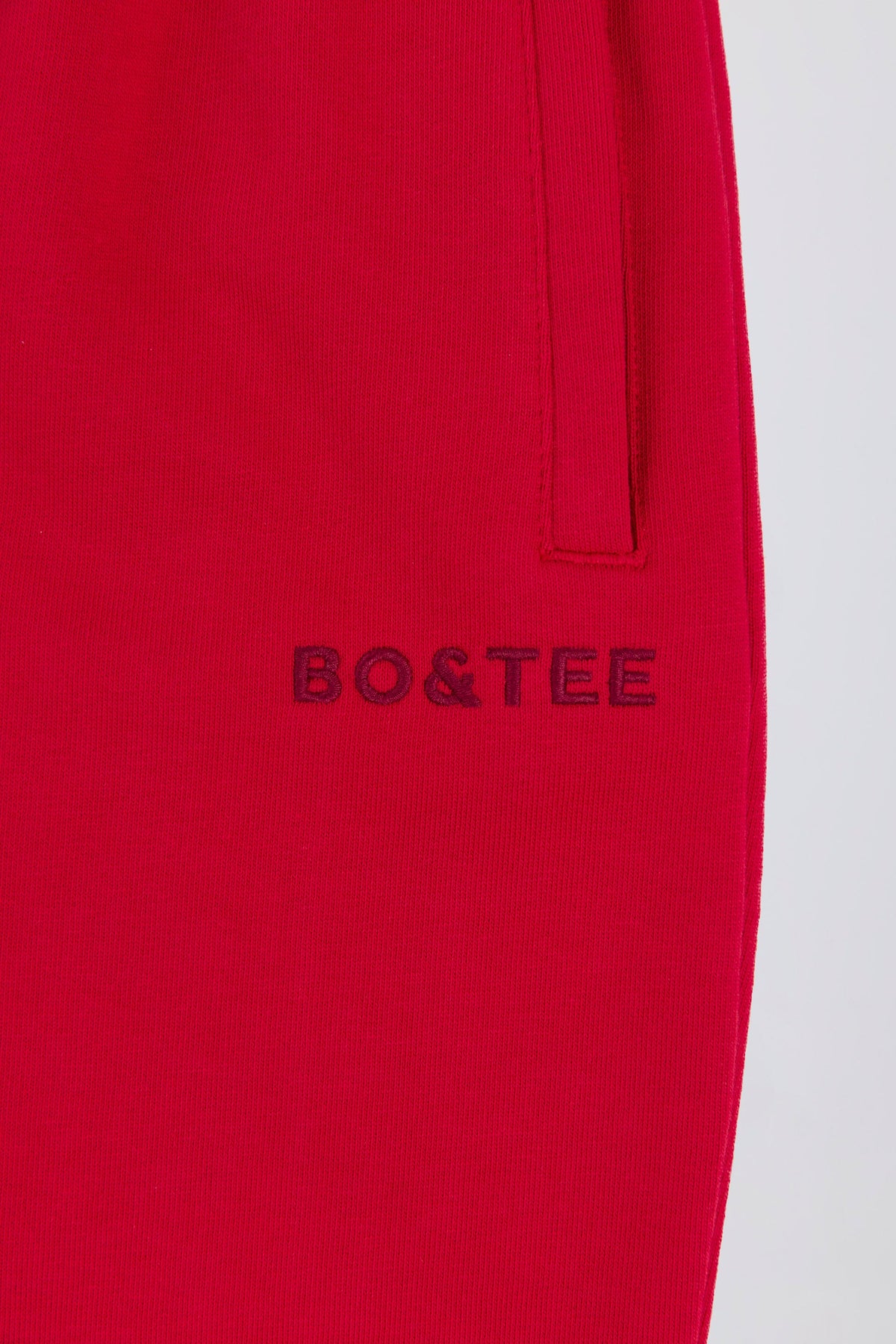 Soft Cotton Jersey Mid-Rise Wide-Leg Joggers in Hot Red