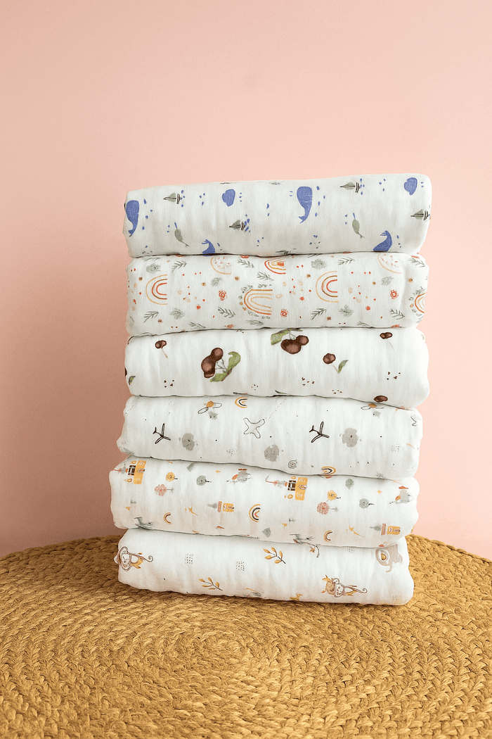 Muslin Cotton Baby Blankets in 6 layered & 8 layered thickness