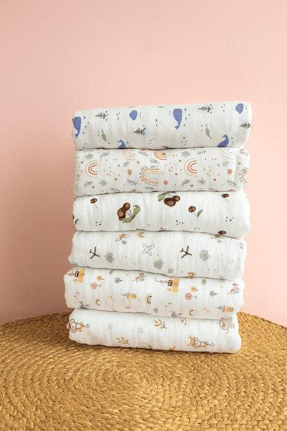 Muslin Cotton Baby Blankets in 6 layered & 8 layered thickness